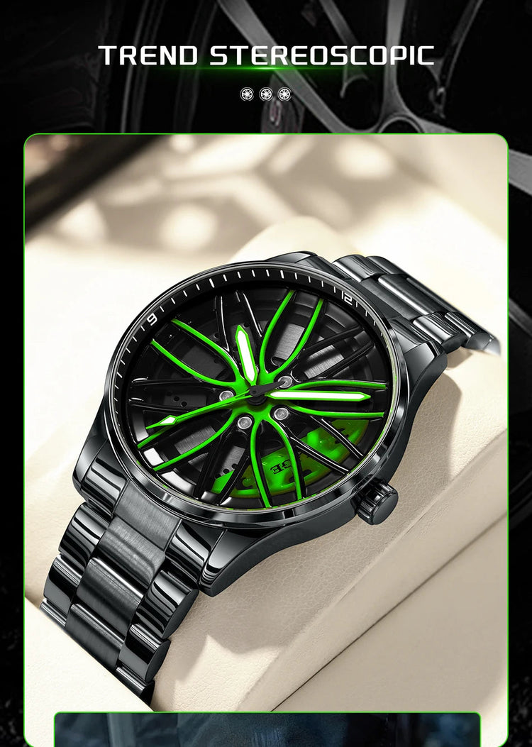 Orologio da Uomo LIGE di Lusso al Quarzo, Sportivo, Impermeabile, in Acciaio Inossidabile, Luminoso, con Quadrante a Forma di Ruota d'Auto, Elegante Orologio da Uomo per Affari platinumshop