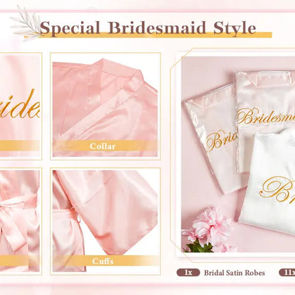 12 pezzi abiti da damigella d'onore kimono da sposa per il giorno del matrimonio abiti da festa da sposa ricamati in raso