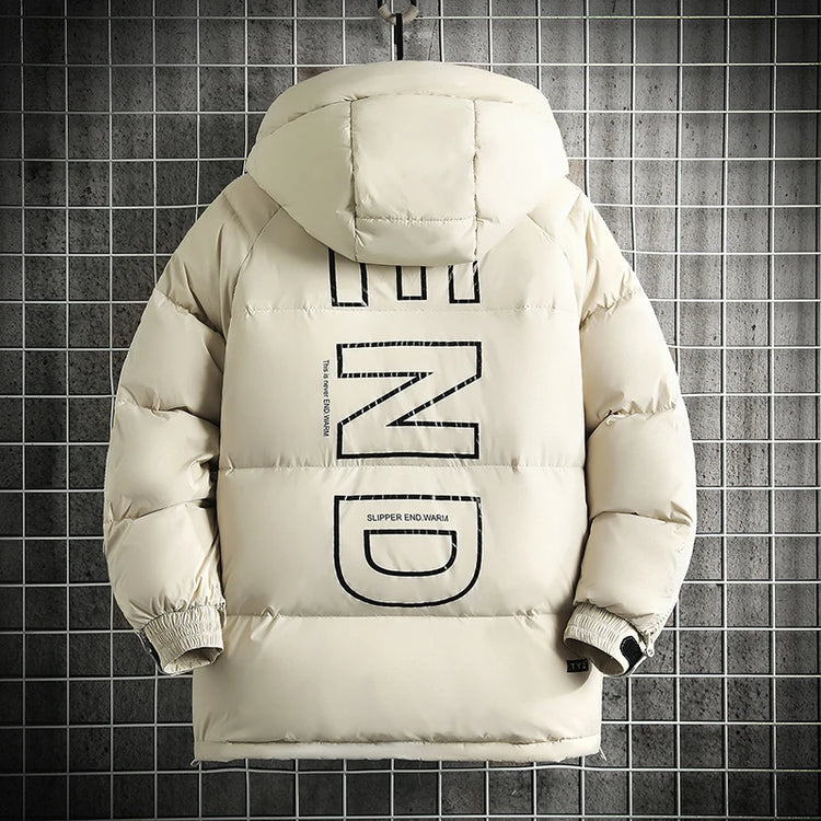 Winter Filled White Duck Down Coat Warm Hooded Pullover Down Jacket Couple Men's Cross-border Jacket Couple style