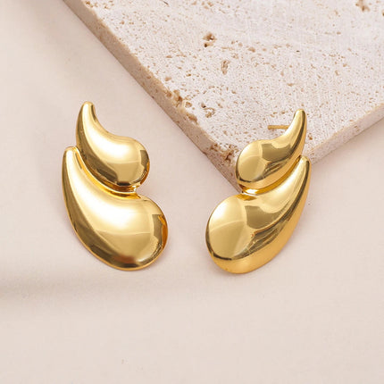 Orecchini Geometrici a Goccia d'Acqua in Acciaio Inossidabile per Donna, Eleganti Vintage Placcati Oro, Gioielli da Indossare Quotidianamente platinumshop