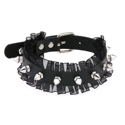 1Pc Harajuku Cuore Sexy Rivetti Cuoio DELL'UNITÀ di elaborazione Nero Goth Punk Girocollo Per Y2K Ragazze FAI DA TE Goth Star Pentagramma Collane Grosse Gioielli PlatiNum
