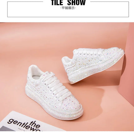 New Spring/Autumn Fashion Rhinestone Sparkling Low-Top Lace-up Casual Women's Shoes