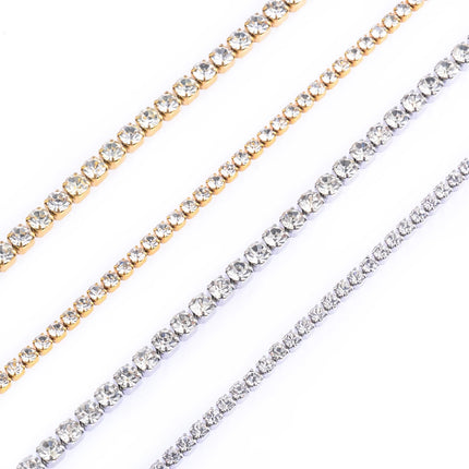 Hot Sale New Style Stainless Steel Charm Shine Zircon Crystal Necklace Link Chain For Women Girls Fashion Jewelry PlatiNum