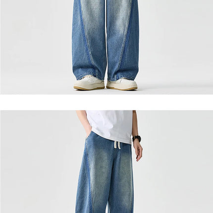 Pantaloni in denim Hip Hop da uomo High Street Autunno Pantaloni a gamba larga Uomo Casual Harajuku Jeans dritti Uomo Pantaloni cargo oversize larghi