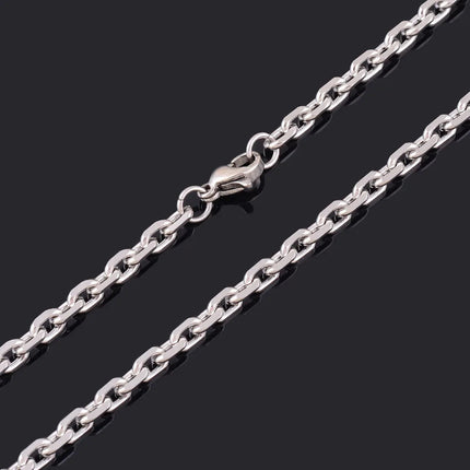 1.6/2/2.4/3/4/5mm WIde Men and Women Link Chain Rolo Fashion Tone Stainless Steel Oval Necklace High Quality Choker Jewelry Gift PlatiNum