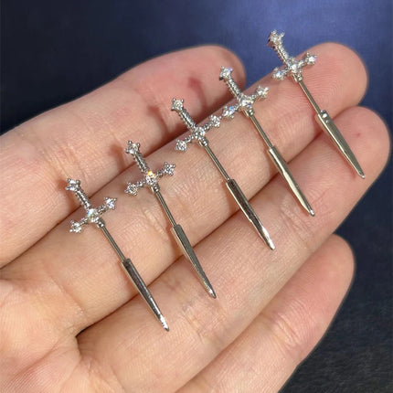 New Fashion Love Wings Cross Acciaio inossidabile Osso dell'orecchio Chiodo Zircone lucido Orecchino con filo alla moda per le donne Accessorio per piercing al corpo platinumshop