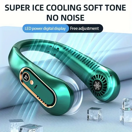 2025 Nuovi best seller Ventilatore da collo indossabile Condizionatore d'aria portatile Ventilatore da collo senza lama Dispositivo di raffreddamento dell'aria 5 marce e schermo a LED