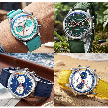 ADDIESDIVE Chronograph Quartz Watches For Men 100M Waterproof Multifunctional Wristwatch AD2549 Bubble Glass BGW9 Luminous Watch