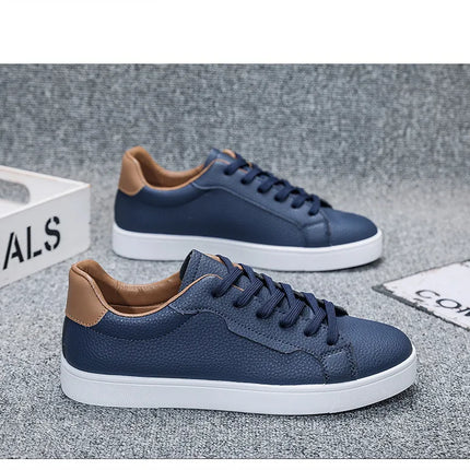 2026Mens Board Shoes Classic Lace Up Lightweight Breathable Casual Leather Sports Shoes Daily Comfortable Male Business Sneakers