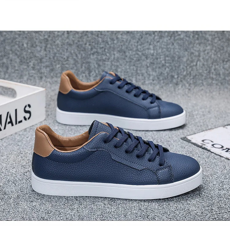 2026Mens Board Shoes Classic Lace Up Lightweight Breathable Casual Leather Sports Shoes Daily Comfortable Male Business Sneakers