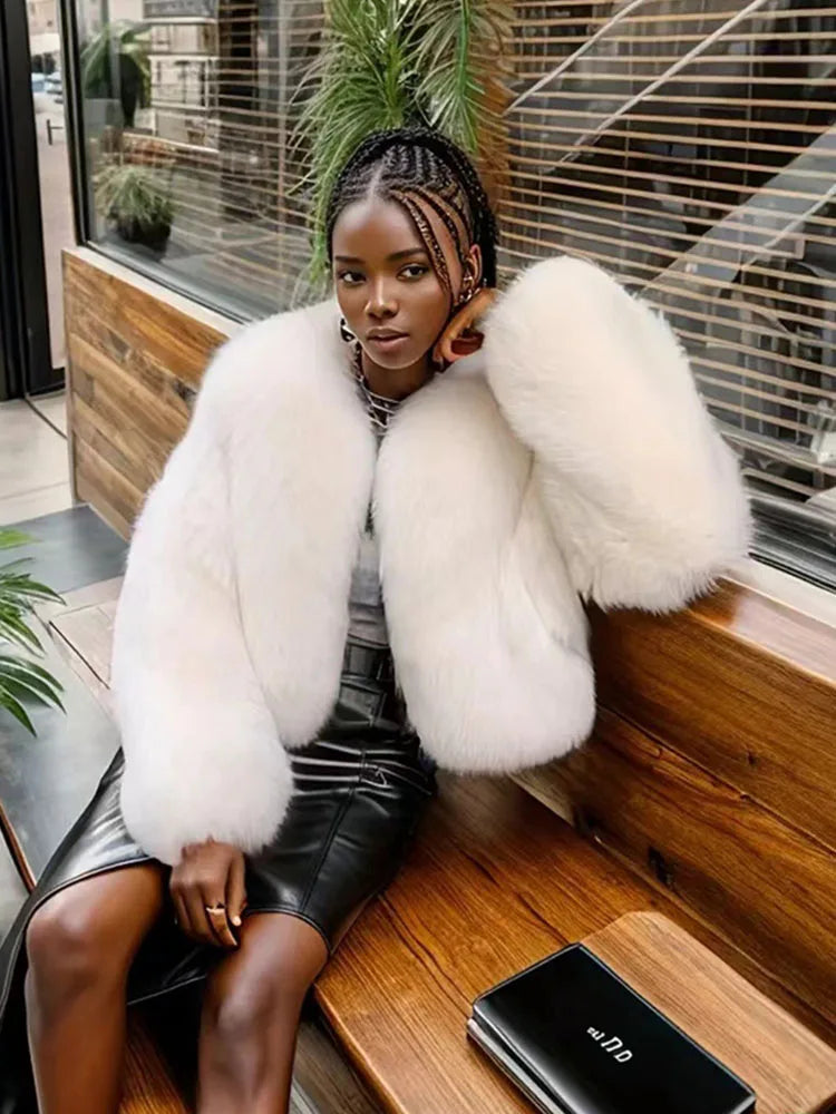 ZADORIN Thick Warm Winter Fur Coats Woman Luxury Fluffy Black Faux Fur Coat Woman Clothing Fox Fur Faux Coat Short Furry Jacket