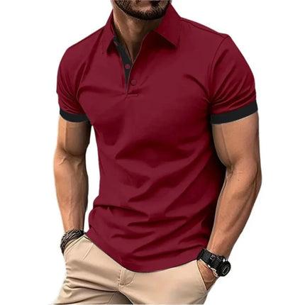 Polo da uomo manica corta Casual Slim Fit Color Blocking t-Shirt stile inglese Streetwear Polo per moda uomo