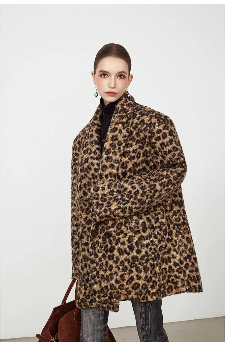 ZADORIN High Street Elegant Leopard Suit Faux Fur Jacket Long Cool Double Faced Faux Fur Coat Woman Autumn Winter Clothes Coats