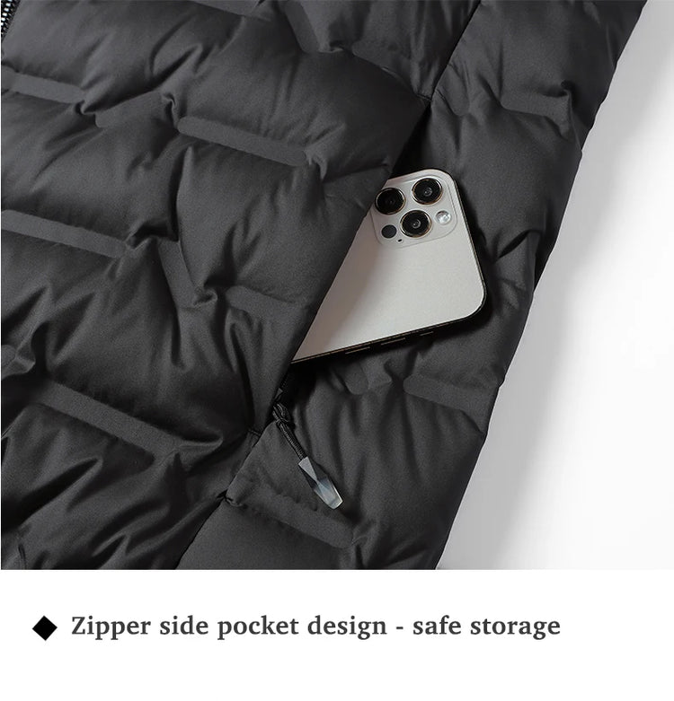 EUMERGX Men's Down Jacket Winter Warm Duck Down Lightweight Padding Jackets Camping Climbing Trekking Graphene Lining Coat