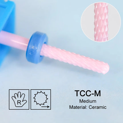 Pink Ceramic Carbide Nail Drill Bits Milling Cutter For Gel Polish Remover Electric Nail Machine Polishing Peeling File Home Salon Manicure Pedicure Accessories