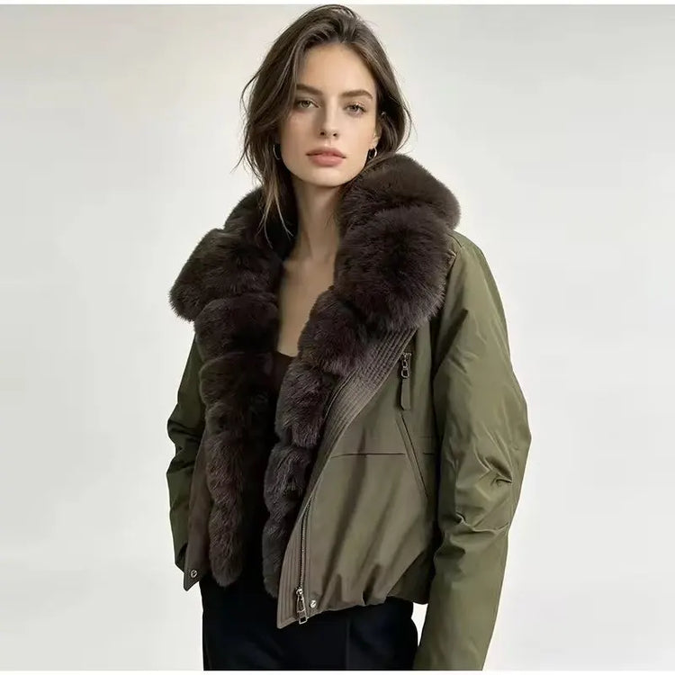 ZADORIN 2026 Detachable Faux Fur Collar Short Parka Winter Jackets Women Elegant Loose Cotton Padded Outerwear Warm Women Coats