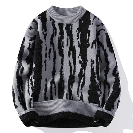 Harajuku Sweater Men's Y2K Knitted Printing Sweater Men's Wool Pullover Men's Retro Knitted Color Block Tops