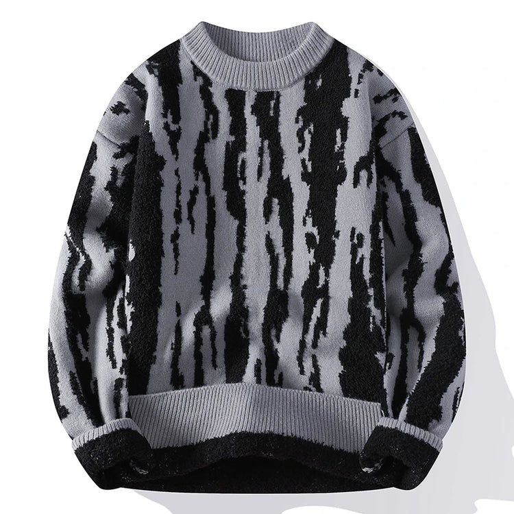 Harajuku Sweater Men's Y2K Knitted Printing Sweater Men's Wool Pullover Men's Retro Knitted Color Block Tops