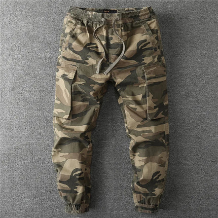 Men's Fall Winter Cargo Jogger Pants, Slight Stretch Relaxed Fit Camo Workwear Trousers, Outdoor Durable Cuffed Casual Pants