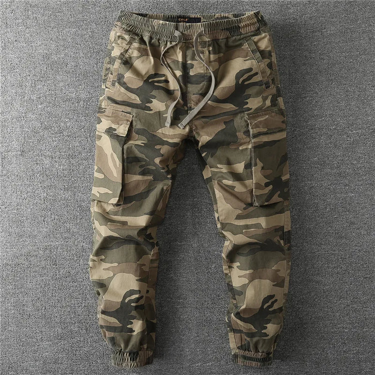 Men's Fall Winter Cargo Jogger Pants, Slight Stretch Relaxed Fit Camo Workwear Trousers, Outdoor Durable Cuffed Casual Pants