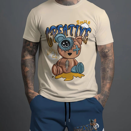 Completo da uomo casual streetwear 2026: T-shirt sportiva a stampa graffiti Y2K ad asciugatura rapida e pantaloncini con coulisse platinumshop