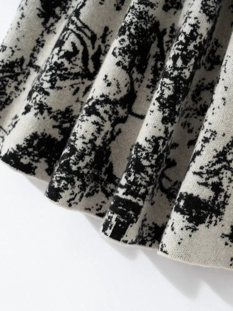 New 100% Pure Cashmere Half Skirt Women's Autumn Winter Mid-calf Knitted Full Skirt A-line High Waist Dress Retro Chinese Style PlatiNum