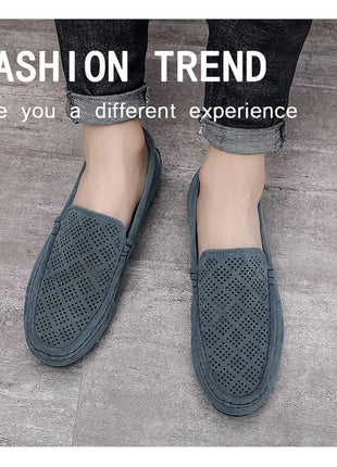 STRONGSHEN scarpe da uomo Casual Luxury Brand Slip on mocassini vuoti in pelle scamosciata mocassini da uomo estate traspirante scarpe da guida da uomo italiane