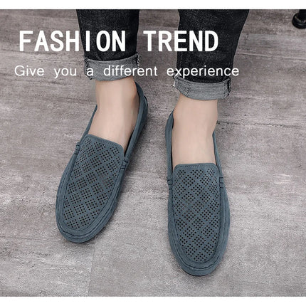 STRONGSHEN scarpe da uomo Casual Luxury Brand Slip on mocassini vuoti in pelle scamosciata mocassini da uomo estate traspirante scarpe da guida da uomo italiane