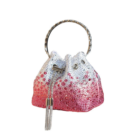 Handle Rhinestones Evening clutch Bag Purses and handbag luxury Designer shoulder bag Shiny Crystal Clutch purse bucket bag PlatiNum