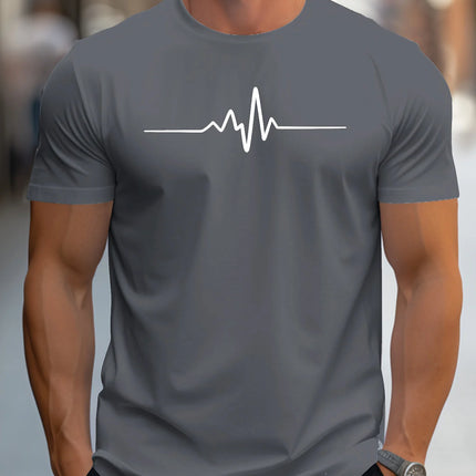 Men's Short Sleeve Round Neck T-Shirt Sporty Casual Slim Fit Creative Summer Graphic Print Polyester Men's