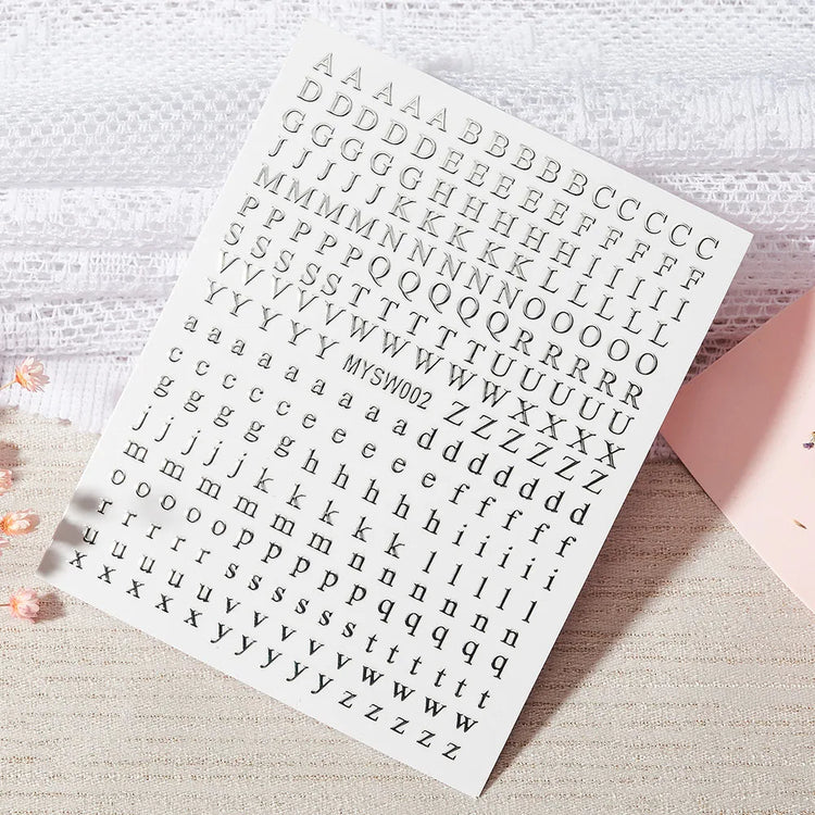 1PC 26-English Alphabet Number 3D Self-adhesive Nail Art Decal Sticker Word Small Letter Nail Decals Sticker Manicure Decoration