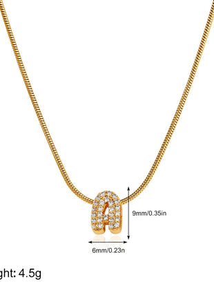 Fashion Tiny CZ Zircon Initial Alphabet Pendant Neckalce Gold Plated Stainless Steel A-Z Letter Necklaces Birthday Gifts Jewelry PlatiNum
