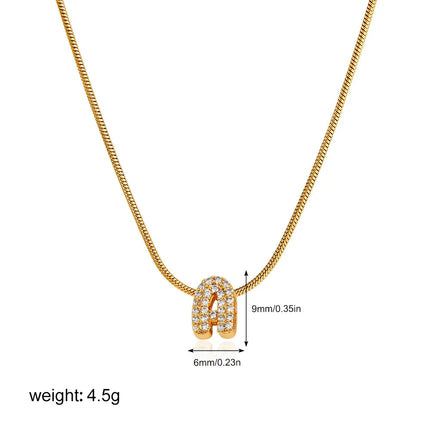 Fashion Tiny CZ Zircon Initial Alphabet Pendant Neckalce Gold Plated Stainless Steel A-Z Letter Necklaces Birthday Gifts Jewelry PlatiNum