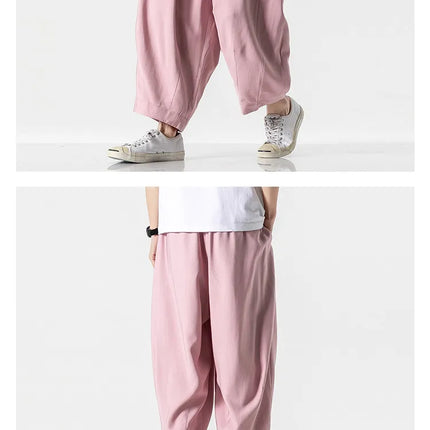 Pantaloni a Gamba Larga da Uomo Oversize Comodi Stile Harajuku Jogger Casual Moda Larga Elastico in Vita Streetwear