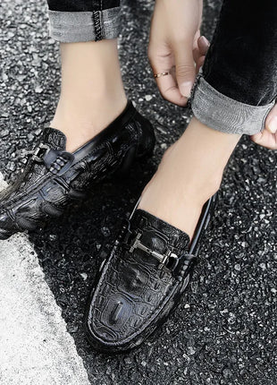 Scarpe Casual da uomo in vera pelle stile coccodrillo mocassini per scarpe comodi da uomo scarpe da uomo Casual Slip on semplici scarpe da guida