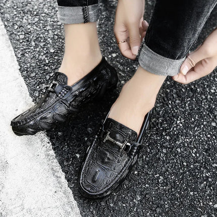 Scarpe Casual da uomo in vera pelle stile coccodrillo mocassini per scarpe comodi da uomo scarpe da uomo Casual Slip on semplici scarpe da guida