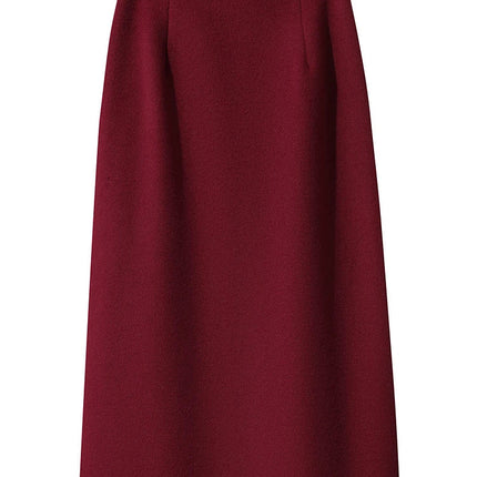 AMII Women's Skirt 2025 Winter New Minimalist Solid Color Commuter Skirts For Woman Wool Long Versatile Clothing Female 12544047 PlatiNum
