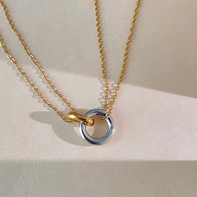 eManco Stainless Steel two-color pendant Necklaces For Women Chokers Trend Fashion Festival Party Gift Jewelry PlatiNum