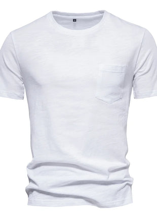 T-shirt homme 100% coton Décontracté Doux Fitness Été T-shirts fins Vêtements d'intérieur Homme Col rond Manches courtes T-shirt uni pour homme