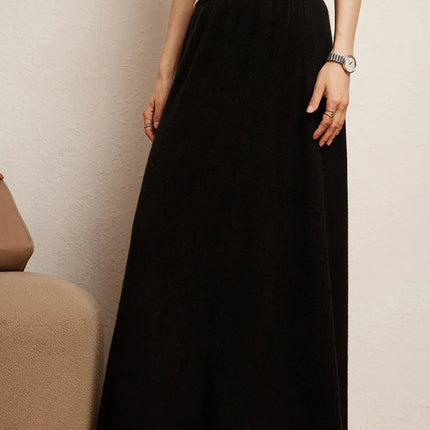 Korean Long Skirt Women's Wave Skirt 100% Cashmere Straight Skirt Knit Autumn Winter Skirt Warm Elegant Casual Knee Length Dress PlatiNum