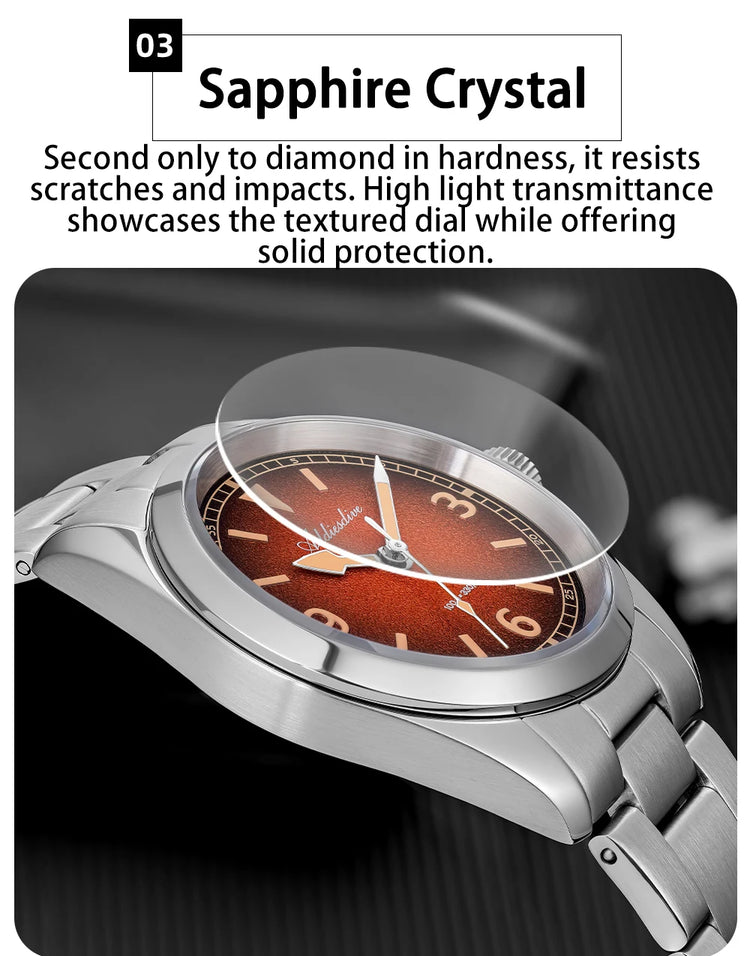 ADDIESDIVE New 36Mm Men's Quartz Watch Retro Dial Sapphire Glass 100M Waterproof Stainless Steel Night Light Retro Quartz Watch