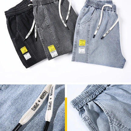 HIQOR Brand Men's Jeans Harem Denim Cargo Pants 2026 New Streetwear Jogger Hip Hop Cotton Trousers Male Blue Oversized 5XL 4XL PlatiNum
