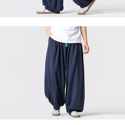 Pantaloni con elastico in vita da uomo Pantaloni a gamba larga con strisce marroni da uomo Pantaloni jogger oversize comodi e traspiranti Streetwear Plus Size5XL