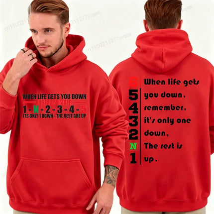 Mens 1 Down 6 Up Motorcycle Print Men Hoodies Bike Week Sweatshirts Black Hills Motorcycle Rides Fashion Personality Hoody Gifts