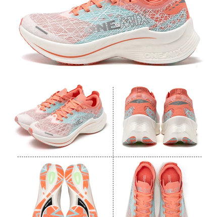 ONEMIX Scarpe da corsa con piastra in carbonio per uomo Assorbimento degli urti Scarpe sportive ultraleggere Rimbalzo Scarpe da ginnastica da maratona per donna all'aperto PlatiNum