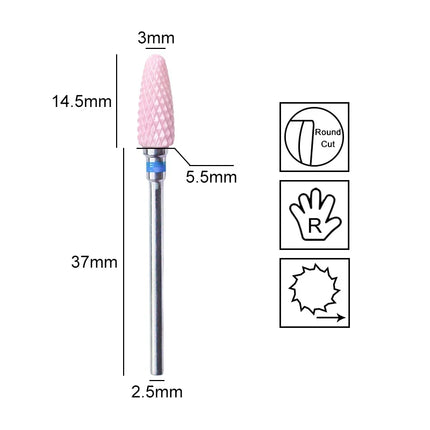 Pink Ceramic Carbide Nail Drill Bits Milling Cutter For Gel Polish Remover Electric Nail Machine Polishing Peeling File Home Salon Manicure Pedicure Accessories