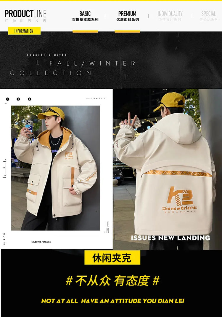 High Quality Men's Casual Hooded Jackets 2026 Spring Autumn Outdoor Coat Youth Streetwear Plus Size M-4XL Top Windproof Clothing
