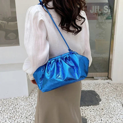 Small Luxury Design Women's Leather Silver Cloud Bag Female Gold Crossbody Bag Ladies Party Clutch Purse Female Handbags PlatiNum