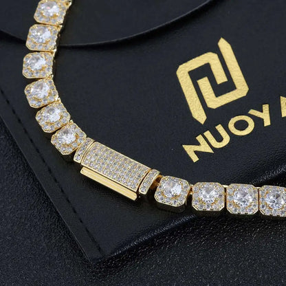 7MM 5A zircone Cluster Tennis Chain Iced Out Square Sparkling CZ Link collana regalo di anniversario per lui o per lei gioielli Hip Hop