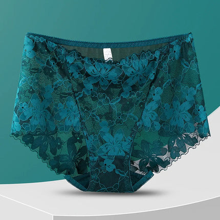 Transparent Lace Briefs Women Panties Girls Summer Underpants Plus Size Underwear Solid Color Sexy Lingerie XXL